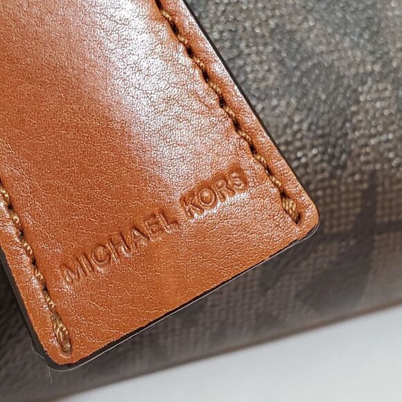 Michael Kors Hamilton bag Satchel Brown Logo Canvas Gold Chain Lock Shoulder - Picture 4 of 12